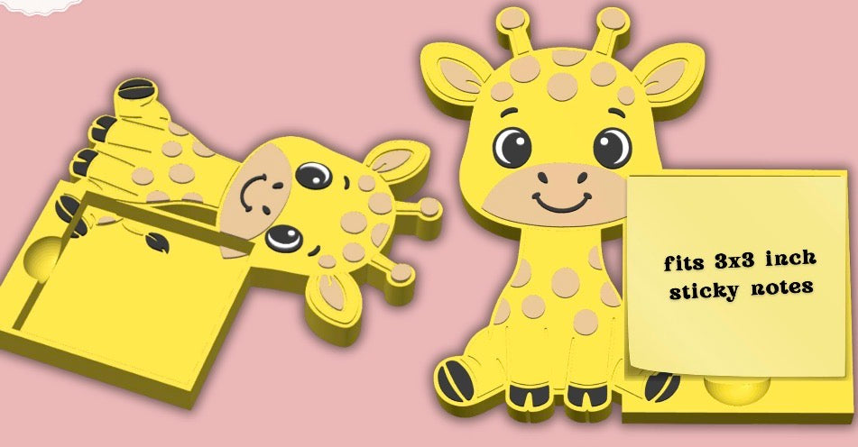 Giraffe sticky notepad holder, fits 3x3 notepads