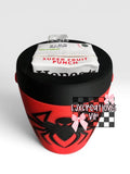 🕷️ juice box holder, includes the handles (decorated with red spiders to match)