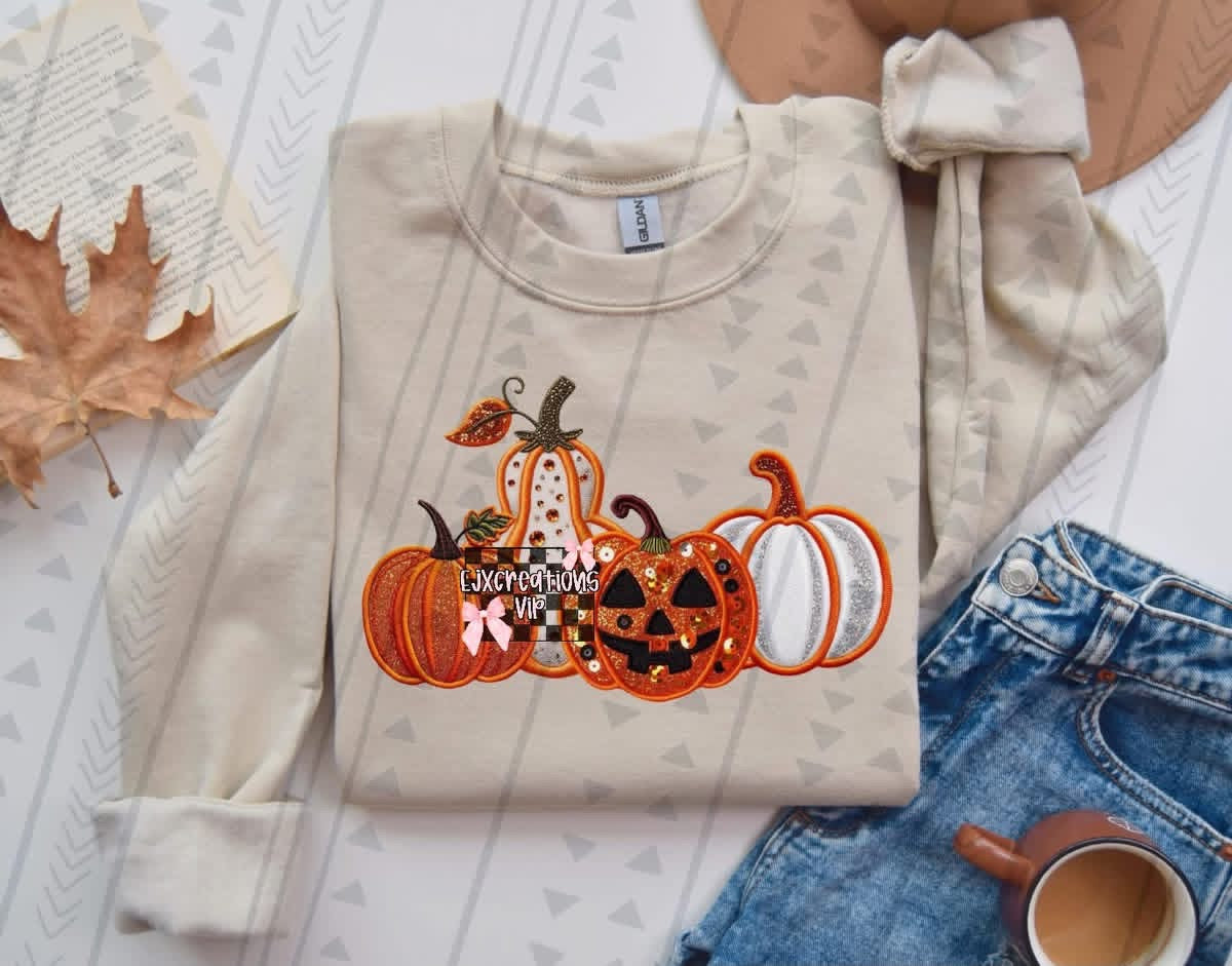 Faux embroidery pumpkins